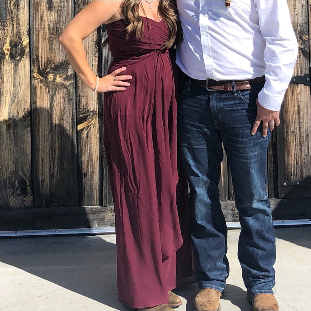 David’s bridal bridesmaid burgundy dress